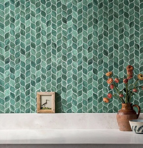 Mosaico de Vidrio con Forma de Hoja Verde para Pared, Estilo Moderno Decorativo, Calidad Premium, Fabricación Personalizada en Fábrica de Foshan, China - Product Image 6