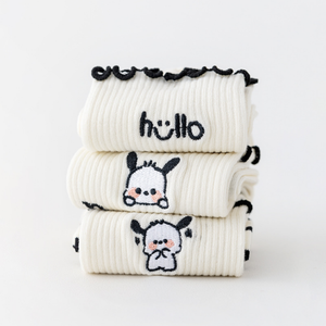 महिला प्यारा पिल्ला कस्टम डिजाइन मोजे महिला सफेद लुभावनी कपास गर्मियों के मोजे - Product Image 4