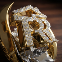 Trophée en métal chromé avec logo TR en strass et cristal doré, coupe de récompense avec ailes de laurier pour cérémonie d'entreprise, personnalisable, vente en gros VIP