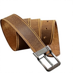 Cinturón Casual para Hombre de Cuero Vacuno Marrón BS INTERNATIONAL, Hebilla Rectangular de Acero, Diseño Sólido, Duradero, Impermeable y Ecológico - Product Image 3