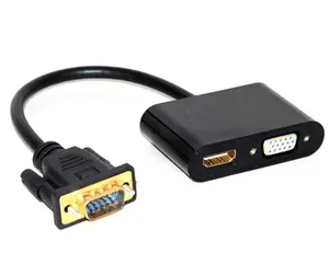 4-in-1 VGA+Audio+USB power to HDMI+VGA Adapter Converter in HDMI&VGA Out Simultaneously 20cm Supply Full HD 1080P
