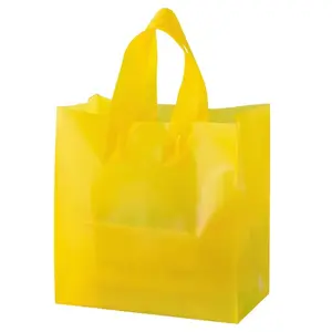 कपड़े की पैकेजिंग सॉफ्ट लूप हैंडलटेकआउट पैकेजिंग बैग पारदर्शी किनारे डाला गया यूनिवर्सल बैग
