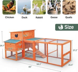 <b>Large</b> Luxury Modern Chicken Coop Outdoor Wood <b>Frame</b> Waterproof Closure Nesting Box Run Eco-Friendly - Product Image 3