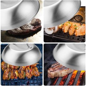 Dôme de cuisson rond en acier inoxydable pour grillades, accessoires de grill, couvercle durable pour faire fondre le fromage, couvercle pour basting et cuisson à la vapeur, couvercle à fromage - Product Image 5