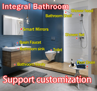 Ensemble de salle de bain intégral en acier inoxydable 304 brossé 24 pouces de long salle de bain drain linéaire Invisible sortie verticale douche drain de sol