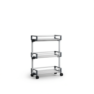 Carrito de Almacenamiento de Aluminio Plateado de 3 Niveles, Unidad de Almacenamiento Rodante para Cocina - Product Image 1