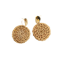 Boucles d'oreilles tissées à la main style bohème, bijoux cercle doré pour femme, bijoux d'été pour la plage