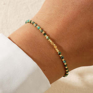 กำไลข้อมือดีไซน์ใหม่สวยหรูหราประดับด้วยหินธรรมชาติ แฟชั่นกำไลประดับด้วยหินกึ่งมีค่าและลูกปัดทองสำหรับผู้หญิง - Product Image 6