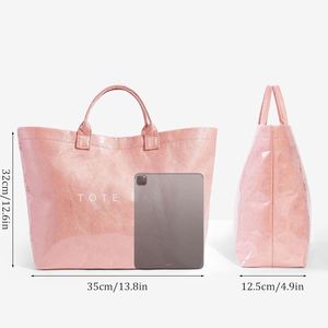 PVC <b>Tote</b> Bag for Women Large <b>Plastic</b> <b>Tote</b> Bag for Work Letter Print Hobo Bag Kraft Paper Work Handbags Purses - Product Image 4