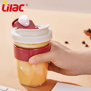 Lila Bsci y Lfgb 380Ml Vaso de café Tapa <span class=keywords><strong>Cafetto</strong></span> Tazas de café de hielo de vidrio sin asas - Product Image 1