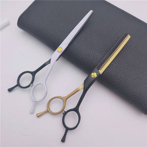 Juego de tijeras profesionales de peluquería H3 5.5 de acero inoxidable, tijeras planas, tijeras de entresacar, mango largo, hoja afilada para barbero - Product Image 1