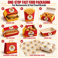 Emballages à emporter HONPAK noirs avec logo personnalisé, boîtes à hamburgers, sacs en papier avec poignée et gobelets pour boissons chaudes pour les dîners