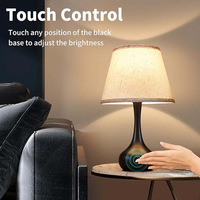 Lampe LED tactile à intensité variable en tissu de lin, forme gourde, beige, style moderne et minimaliste, exclusive transfrontalière, pour bureau, chambre et chevet