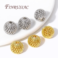 Perles d'espacement rondes creuses plaquées or 18 carats de haute qualité pour la fabrication de bracelets et de colliers, accessoires de bijoux DIY
