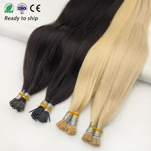 Wholesale Factory Price Real Human Russian Hair Double Drawn Straight In The Stock Ready To Ship Prebonded I Tip Hair Extensions