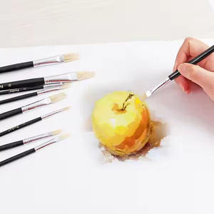 ชุดแปรงสีน้ำขนหมู FOSKA 9 ชิ้น ขนาดต่างๆ ทนทาน แข็งแรง สำหรับวาดภาพบนผ้าใบ กระดาษ หนัง หิน ไม้ - Product Image 6