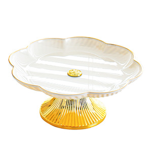 Floral Shaped Plastic Dessert Stand With Gold Base For Snacks And Cake Display Home Party Tableware - Product Image 3