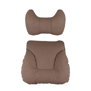 Cojín de cuello y asiento para coche de niña, estilo sencillo, de gamuza y terciopelo, relleno de algodón, con logo de marca de coche - Product Image 1