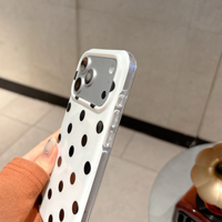 Coque de téléphone classique à pois noirs et blancs pour iPhone 17 16 15 Pro Max avec recharge magnétique sans fil
