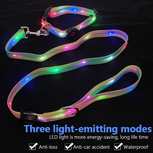 SinSky-Conjunto de <span class=keywords><strong>collar</strong></span> de correa de perro LED para mascotas, correas brillantes impermeables de PVC, correa de <span class=keywords><strong>collar</strong></span> de perro Led para mascotas, seguridad para caminar de noche - Product Image 5