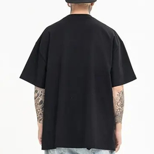 T-shirt en coton épais et ample pour homme, style décontracté, manches courtes, haute qualité, coupe carrée, vente en gros - Product Image 4