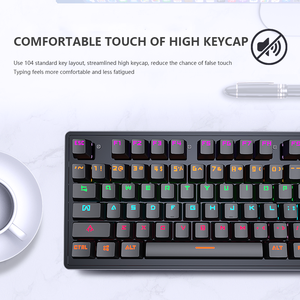 Hot Swappable 104-<strong>Key</strong> Layout Mechanical Ergonomic <strong>Keyboard</strong> RGB Backlit USB-C Interface High <strong>Key</strong> Cap White Color for Gaming - Product Image 2