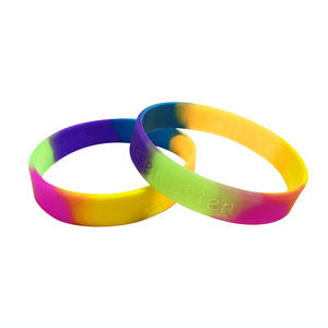 新しいデザインカスタムシリコーンブレスレット広告ギフトセグメント虹シリコンリストバンド - Product Image 4