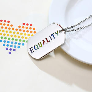 Collana con ciondolo in acciaio inossidabile per l'uguaglianza dell'iridescenza Lgbt collana con carta per cani personalizzata - Product Image 6