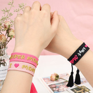 10 pz festa della mamma ricamo braccialetto <span class=keywords><strong>ti</strong></span> amo mamma per sempre mia madre Super mamma braccialetto gioielli regali per Mama nappa braccialetto - Product Image 6