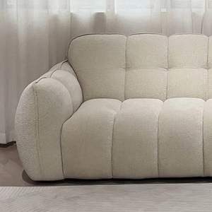 Canapé une place en velours chenille crème style <span class=keywords><strong>français</strong></span>, dossier haut, pour salon, appartement ou hôtel haut de gamme, ligne droite - Product Image 3
