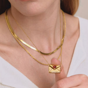 Collar con Colgante de Corazón Desmontable Minimalista J&D, Acero Inoxidable, Incrustaciones de Circonita Roja, Regalo de San Valentín para Mujer - Product Image 6