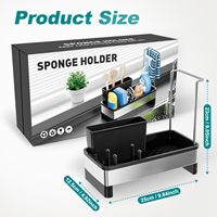 Égouttoir de cuisine BX, organisateur d'évier, support à éponge, support à brosse, séchoir en acier inoxydable antirouille