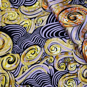 Tissu Pagne Africain 100% Coton Nigeria Gold Sand Wax, Motifs Tourbillons Violets Éclatants, Tissu Ankara Wax Kente Doux et Scintillant - Product Image 2
