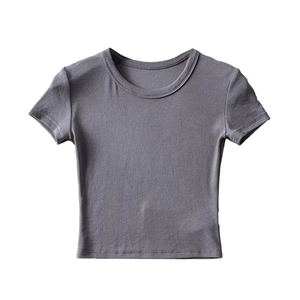Wholesale Fashion Custom Logo Print Sexy Women's Summer <b>Crop</b> <b>Tops</b> 100% Cotton Knitted Eco-Friendly Anti-Pilling - Product Image 1