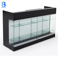 Schwarze Abschließbare Glasvitrine mit Verstellbaren Regalen Zigaretten- und Tabakausstellungsschrank für Rauchershops