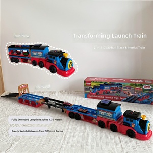Kids Educational Alloy Container Truck <strong>Toy</strong> Deformable Storage <strong>Lorry</strong> With Train Track Eject Car Play Set for Children - Product Image 1