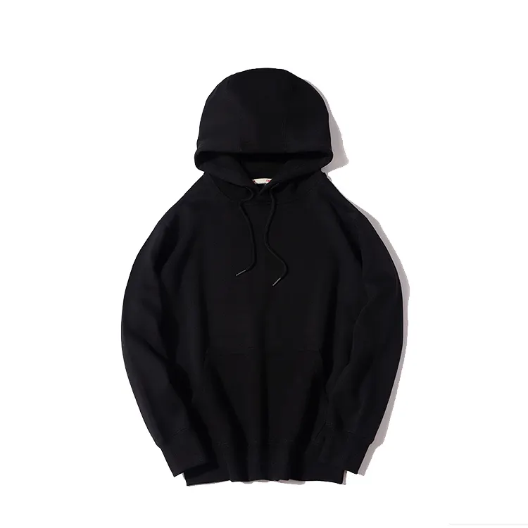 High Quality Custom Made Men's Cotton Black Soft Pullover Hooded Sweatshirts