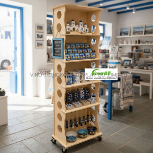 Étagère de supermarché en bois VINO à 10 niveaux, solide, autoportante, portable, personnalisable, pour magasin de détail, sans dossier, verticale, légère - Product Image 2