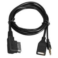 Kabel USB AUX dengan Selubung PVC, Adaptor Audio Kombinasi untuk Mobil A3 A4 A4L A5 A6 A8 Q5 Musik MDI MMI AMI Antarmuka USB Female