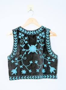 Chaleco Corto de Terciopelo de Algodón Bordado a Mano Estilo Bohemio para Mujer, Floral, Sin Mangas, Ecológico, Transpirable, Ligero e Informal - Product Image 2