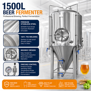 Fermenteur conique isobare de 500 L avec pierre de carbonatation - Unitank certifié CE pour la production de bière artisanale et de boissons gazeuses - Product Image 6