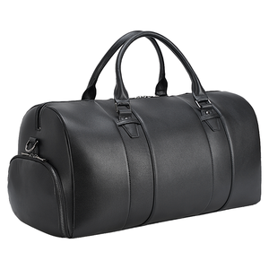 Japanese Style Genuine Leather Business Duffel Weekender <b>Bag</b> <b>for</b> <b>Men</b> Black Overnight Soft <b>Travel</b> <b>Bags</b> with Custom Zipper Closure - Product Image 3