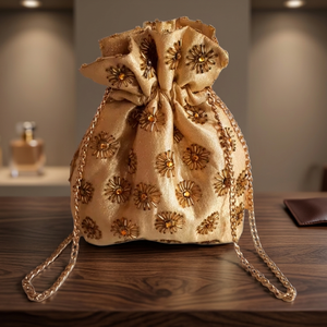 Beautiful Stylish Raw Silk Fabric Potli <b>Bags</b> Embellished with <b>Pearls</b> Crystal Glass Beads Fashion Party-Wear/Wedding Outfit - Product Image 2