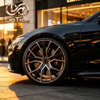 Rueda de Aleación Forjada de Dos Colores con Múltiples Radios, Acabado Negro Brillante y Cara Mecanizada, Directo de Fábrica, para Modificación de Automóviles, Venta al Por Mayor