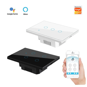 สวิตช์อัจฉริยะ <span class=keywords><strong>Smart</strong></span> Life WiFi มาตรฐานอเมริกา ไม่ต้องใช้สายกลาง 10A กระจก 1/2/<span class=keywords><strong>3</strong></span>/4 ปุ่มสัมผัส ใช้งานร่วมกับ Alexa และ Google ได้ - Product Image 1
