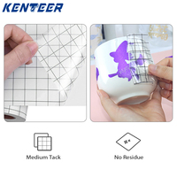 Cinta de Vinilo Transparente Kenteer para Transferencia, Rollo de Adhesivo de Fijación Media con Rejilla de Alineación, Compatible con Calcomanías, Letreros, Ventanas y Pegatinas