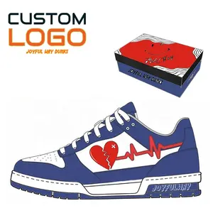 Logo personalizzato in modo gioioso Design di tendenza di lusso femminile in pelle scamosciata grigia a due uomini di pizzo scarpe Sneaker personalizzate