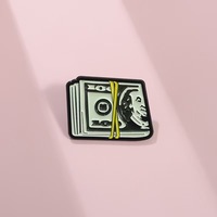 Petites et exquises épingles à revers en métal émaillé en forme de billets de banque, utilisées pour décorer les vêtements et les sacs