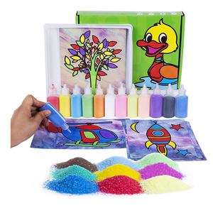 Début éducatif bricolage <span class=keywords><strong>sable</strong></span> peinture cartes Art enfants coloriage bricolage papier artisanat Kit avec 12 bouteilles <span class=keywords><strong>sable</strong></span> coloré pour les enfants - Product Image 1