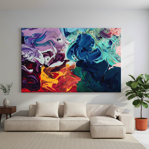 Modern Colorful Printed Canvas Artwork: Abstract Acrylic Design,<b>WRAPPED</b> CANVAS - Product Image 3